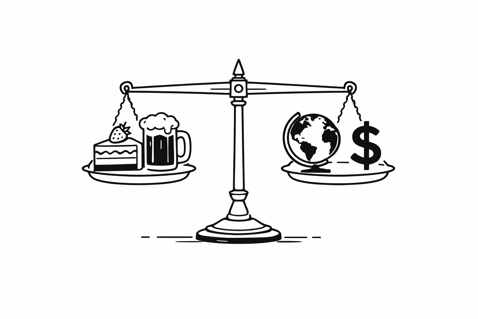 ヤケ投資信託のすゝめ　消費と投資を天秤で表したイラスト