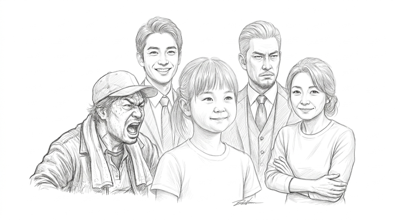 「私の中のニトロ」を構成する5人の内なる人格（軍師、おじさん、調整役、お母さん、女の子）のイメージイラスト